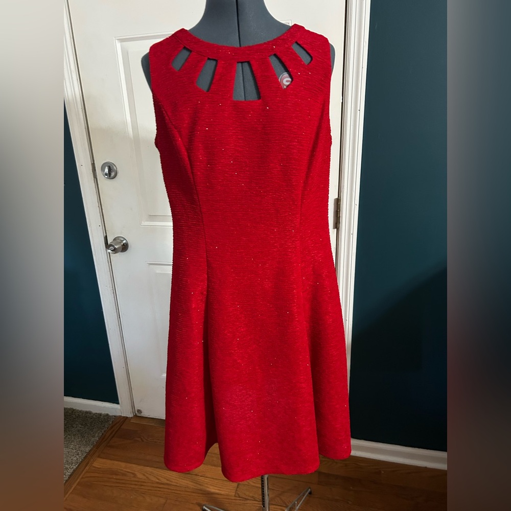 Red Glittery Cocktail Dress Size 14